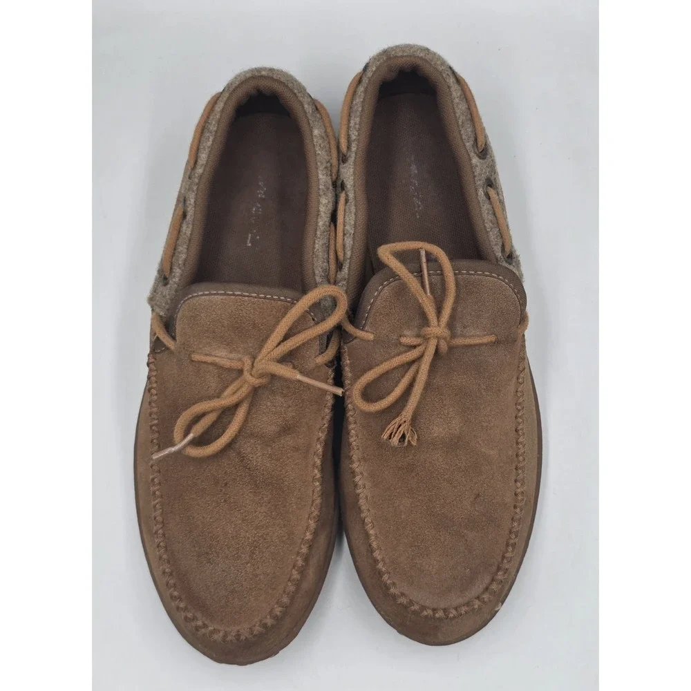 Patagonia Brown Suede Moc Toe Boat Shoes Wool Lined‎ Moccasin Mens Size 8